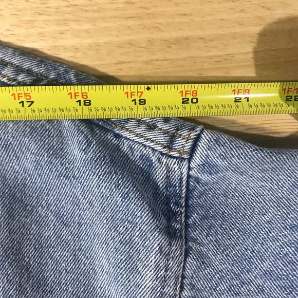 Le Lis Collection Women's Medium Long Line Blue Jean Denim Jacket Button Front P - Picture 9 of 13